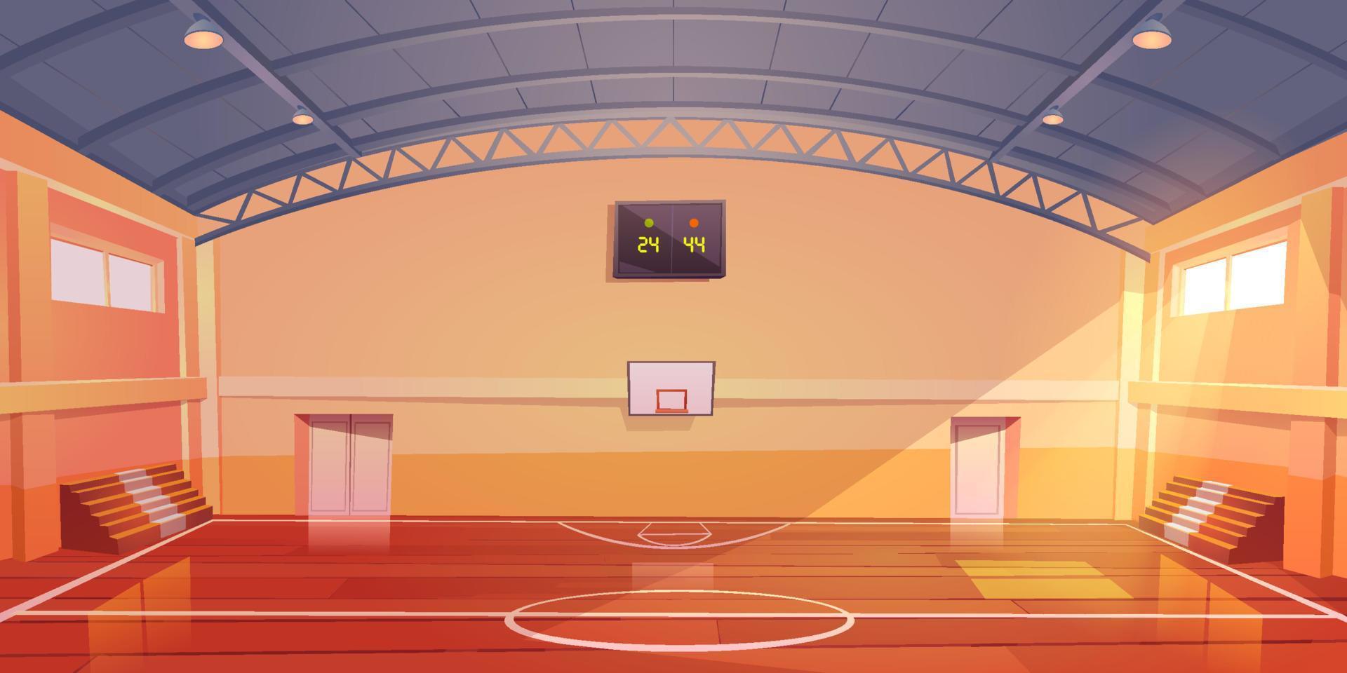 Basketball court empty interior, indoor stadium vector