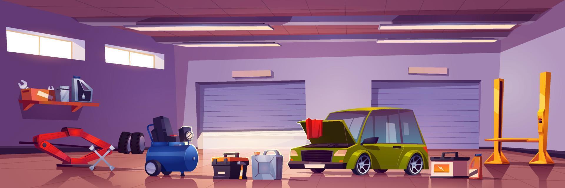 Car repair service mechanic box with automobile vector