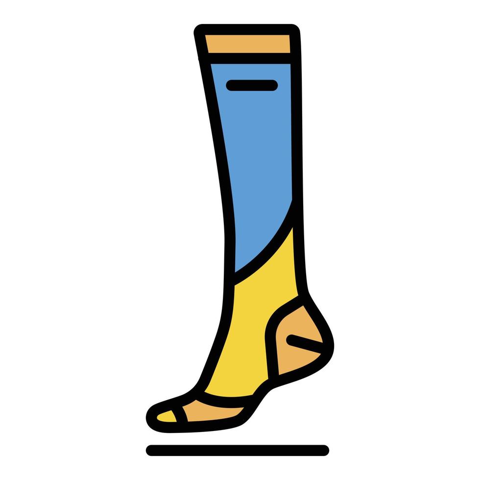 vector de contorno de color de icono de calcetín de fútbol