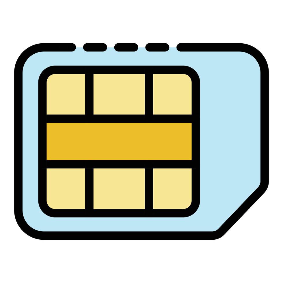 Mini sim card icon color outline vector