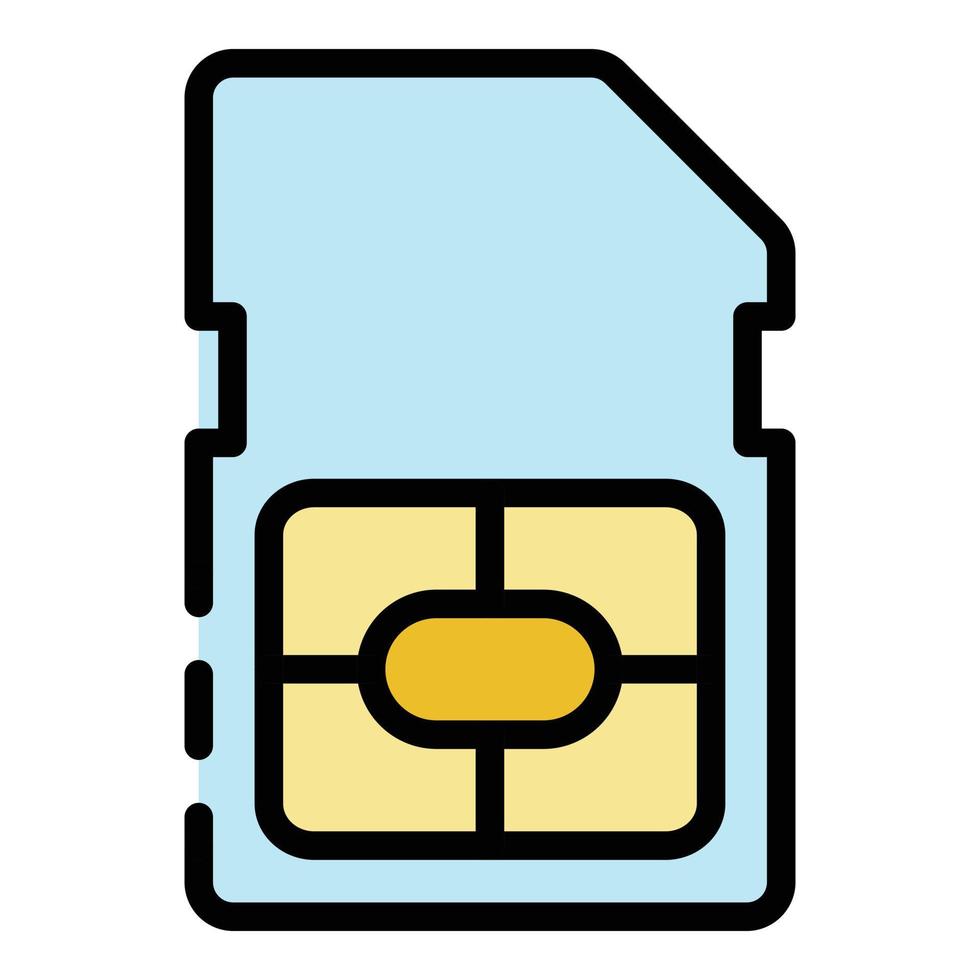 vector de contorno de color de icono de tarjeta sim de teléfono