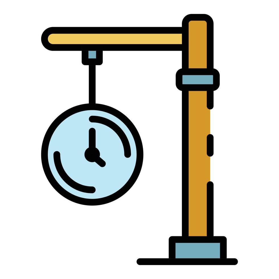 Station clock icon color outline vector