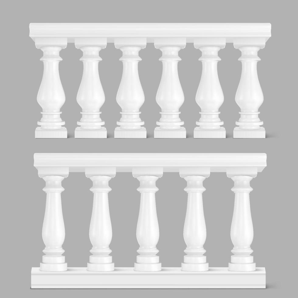 White marble balustrade, handrail for balcony vector