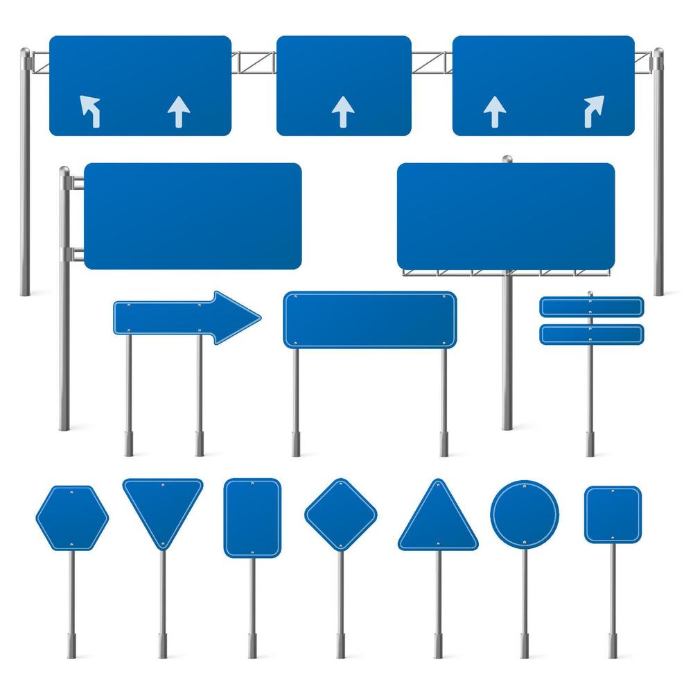 Vector set of blank blue road signs