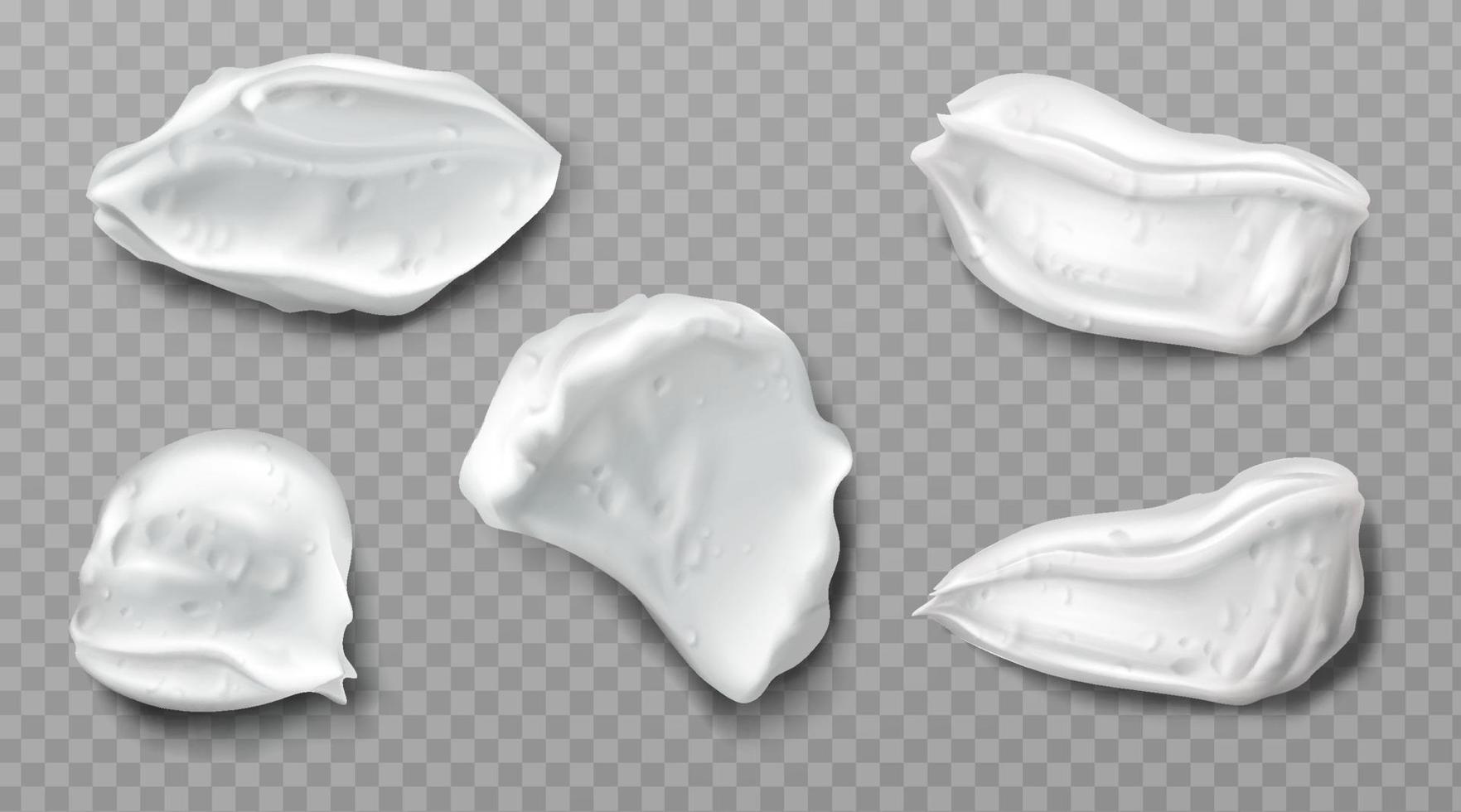 White cosmetic foam cream swatches vector