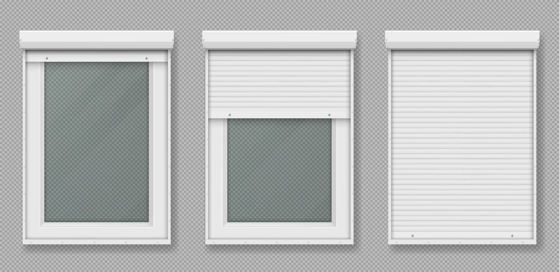 ventana de plástico con persiana enrollable blanca vector