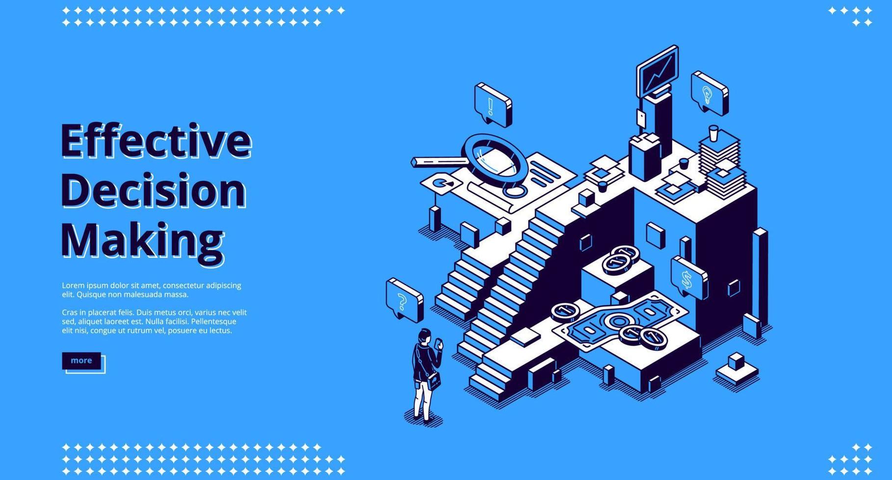 Vector landing page of effective decision making