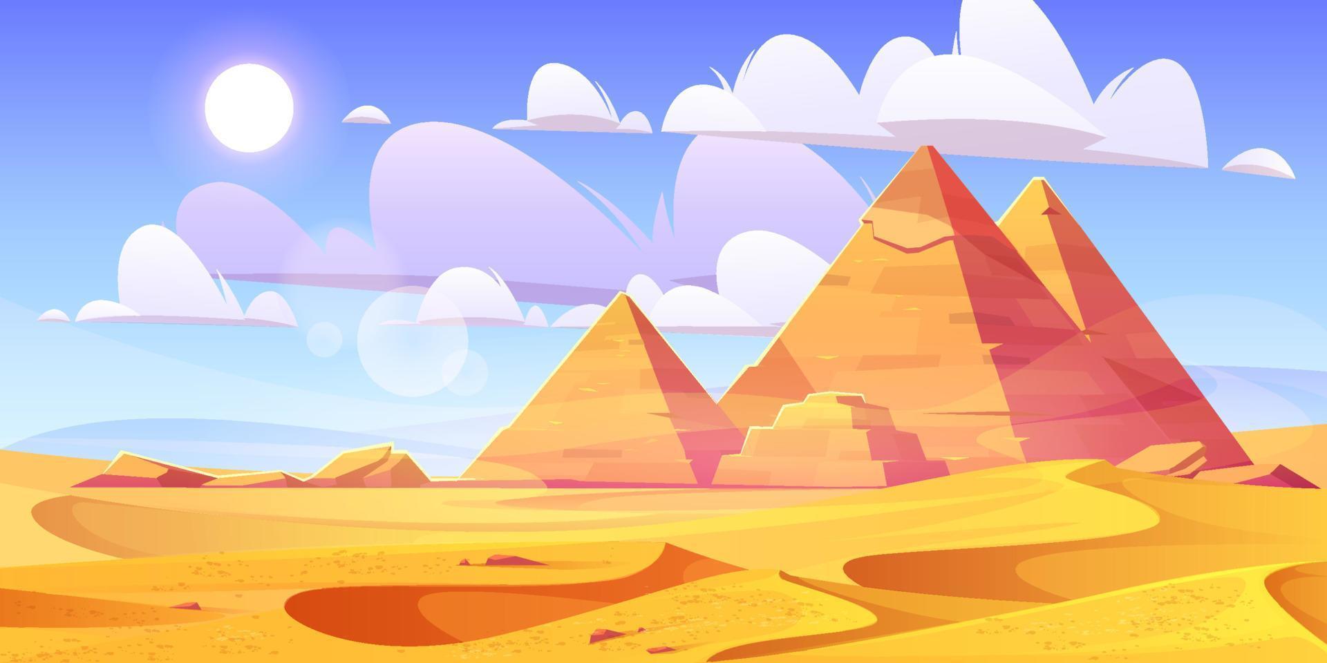 Egyptian desert with ancient pyramids vector