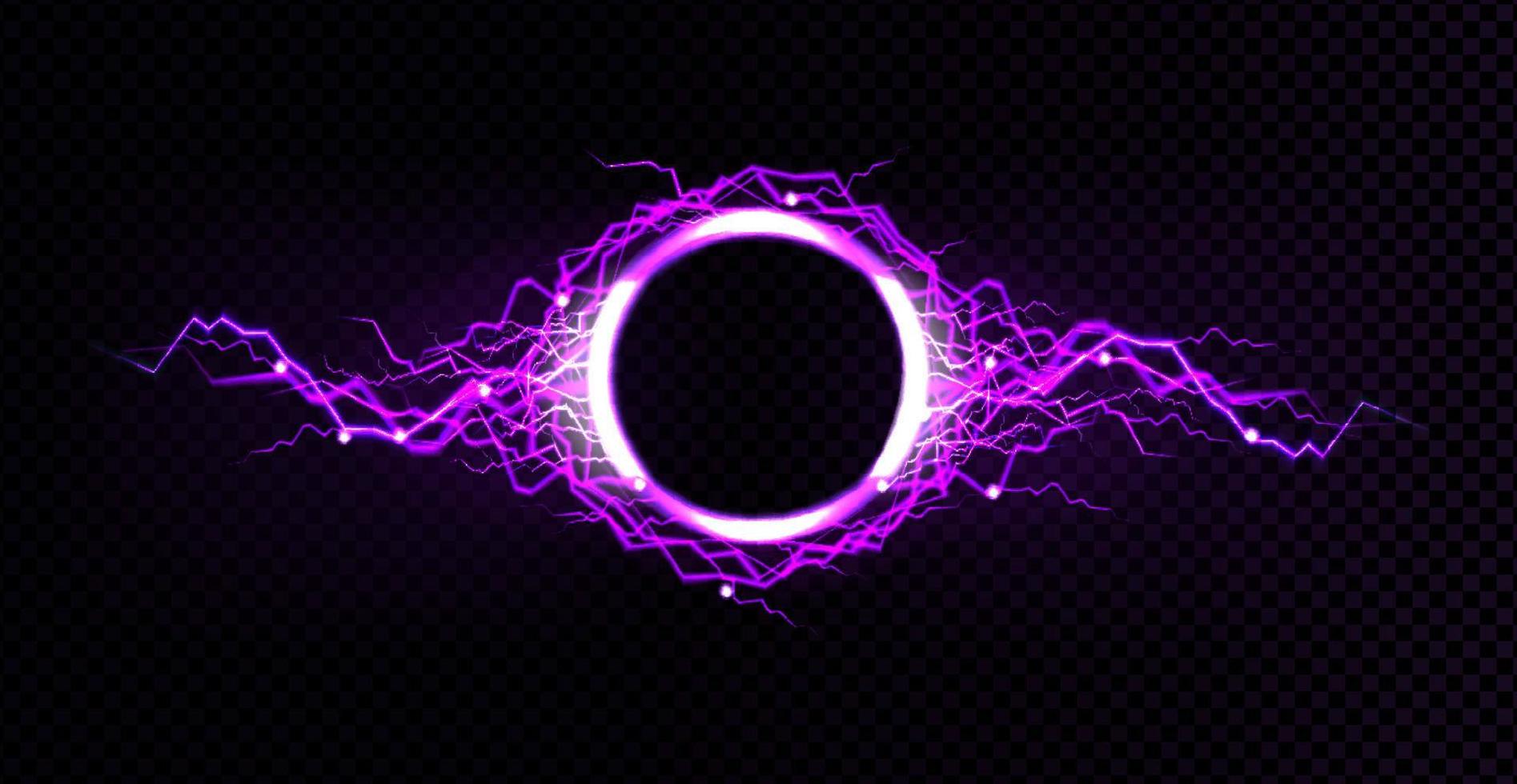 Electric circle frame with lightning discharge vector