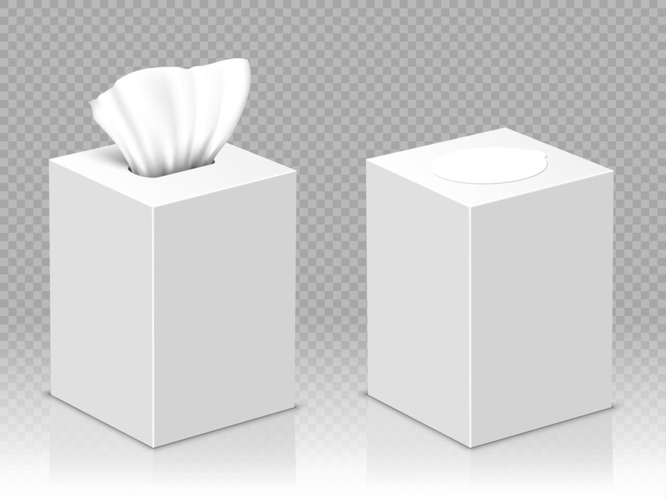 Open and closed box with white paper napkins vector