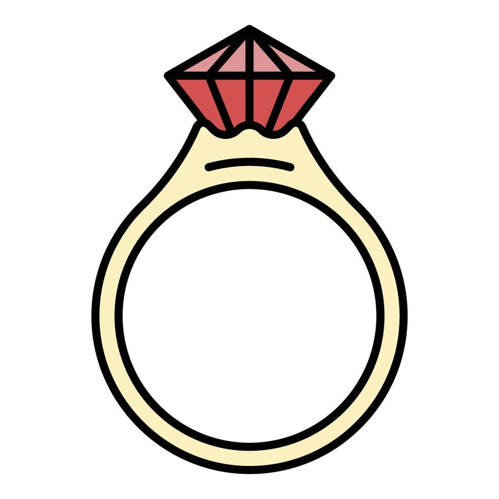 Ruby ring icon color outline vector