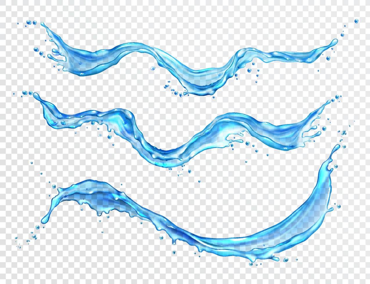 Water splash, flowing water realistic isolated vector