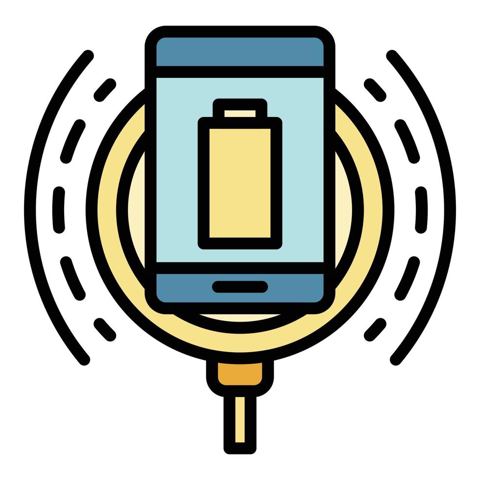 Wireless charging in action icon color outline vector