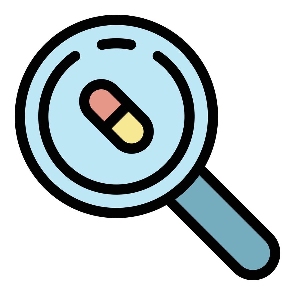 Capsule under magnifier icon color outline vector