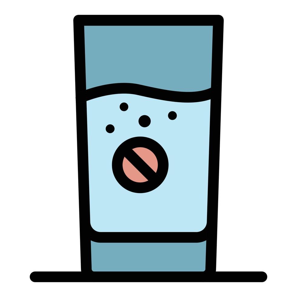 Aspirin in a glass of water icon color outline vector