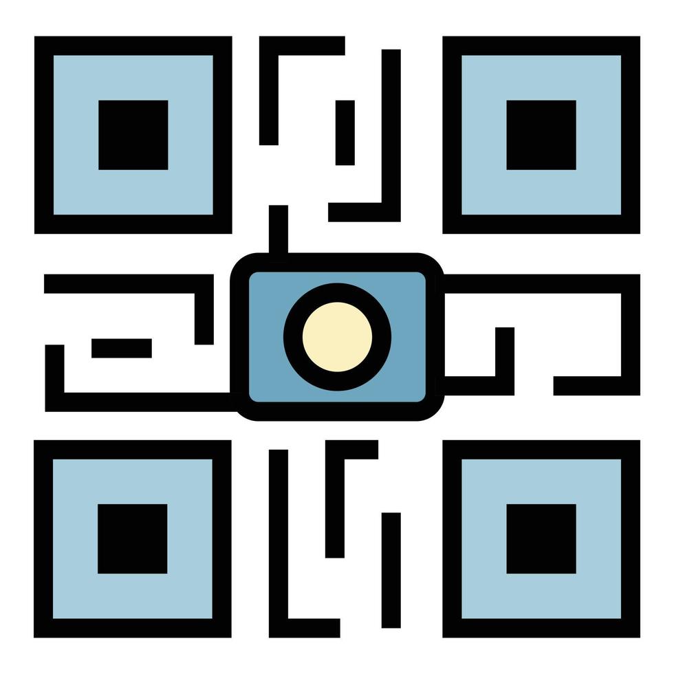 QR code icon color outline vector