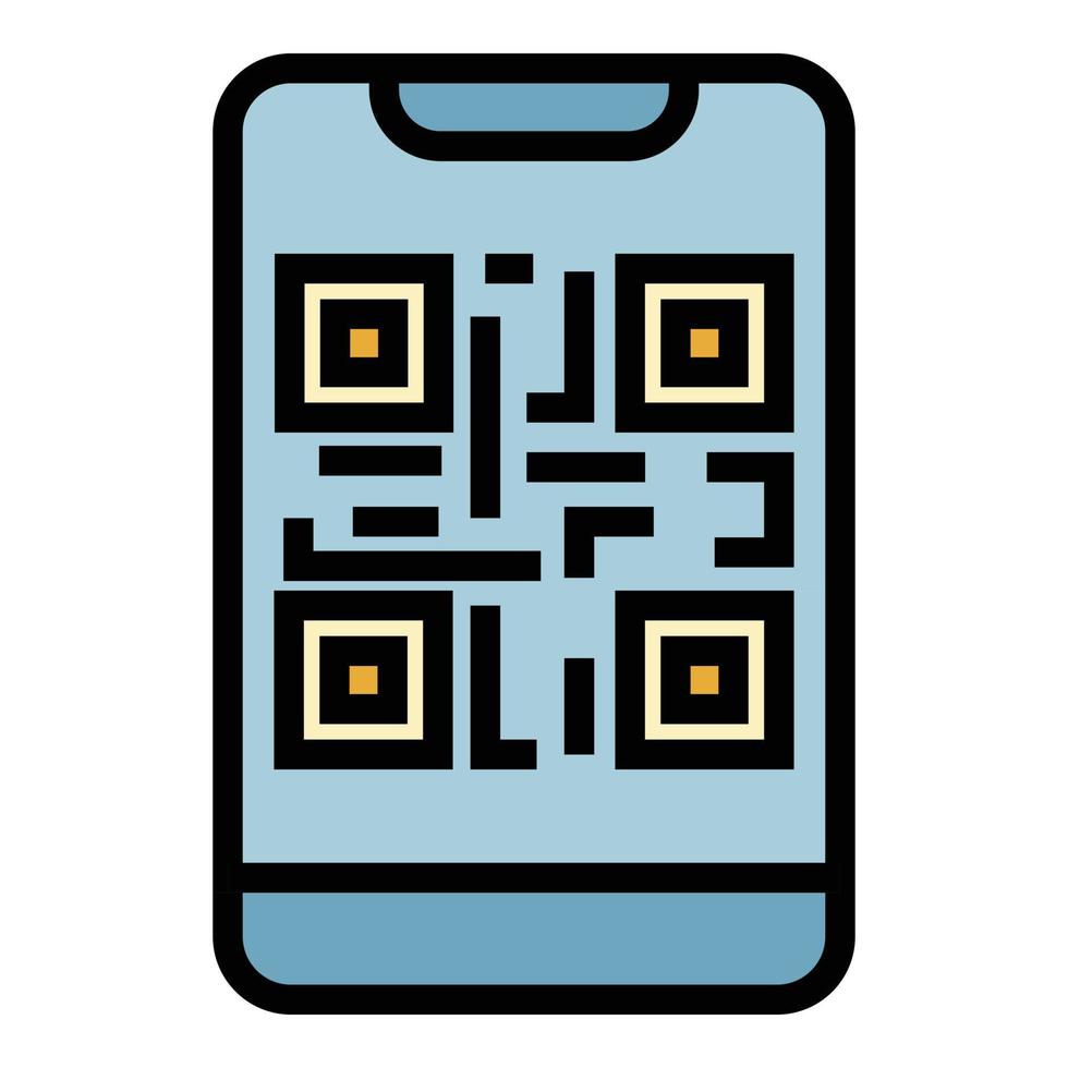QR code on the smartphone icon color outline vector