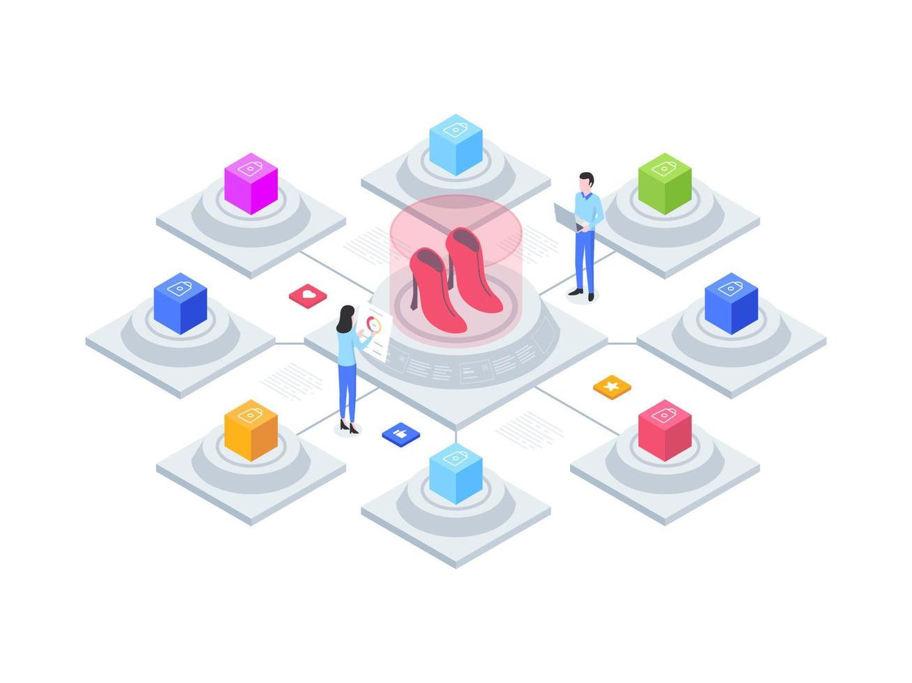 E-Commerce Omnichannel Isometric Illustration. Suitable for Mobile App, Website, Banner, Diagrams, Infographics, and Other Graphic Assets. vector