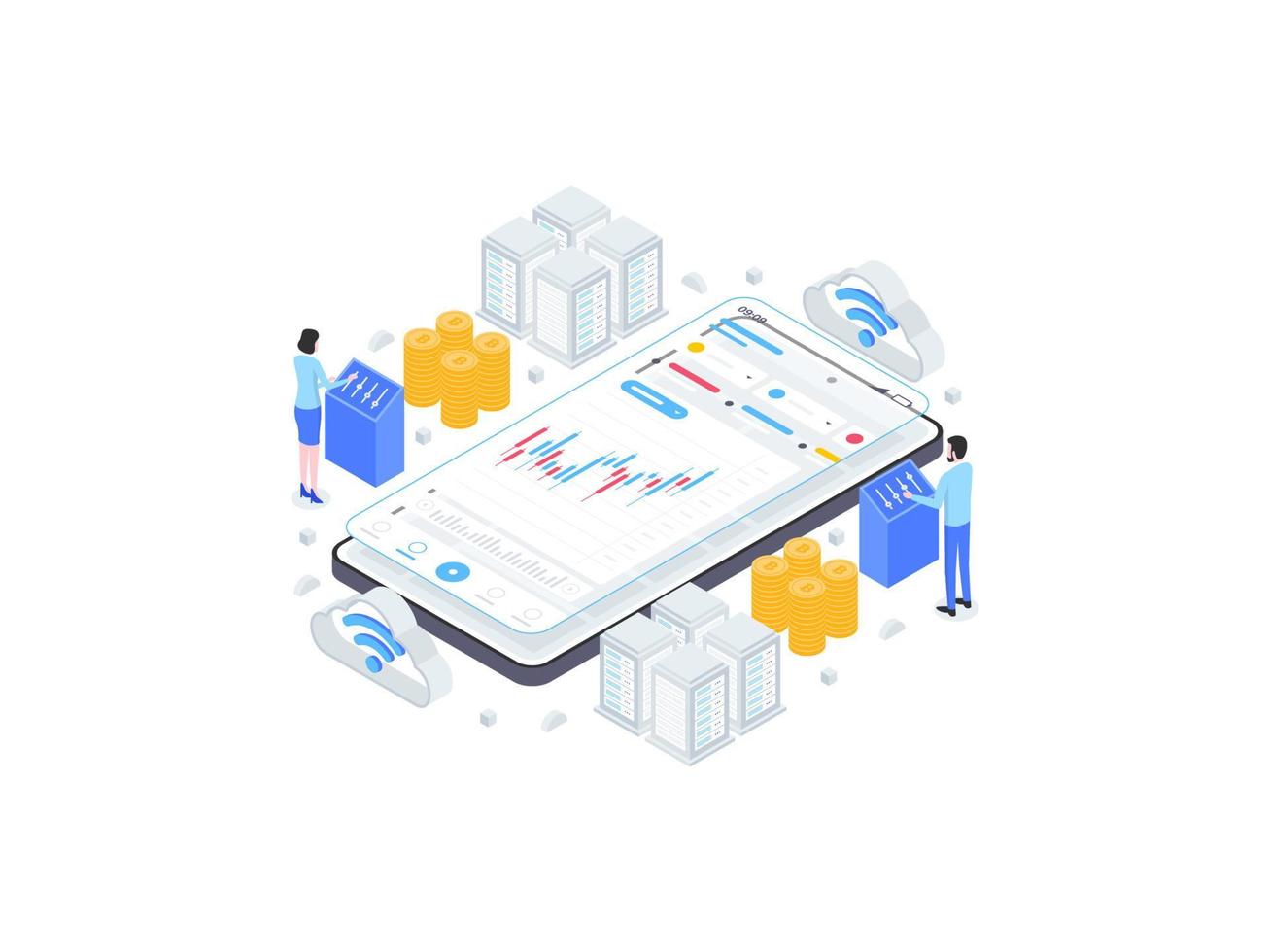 Bitcoin Isometric Flat Illustration. Suitable for Mobile App, Website, Banner, Diagrams, Infographics, and Other Graphic Assets. vector