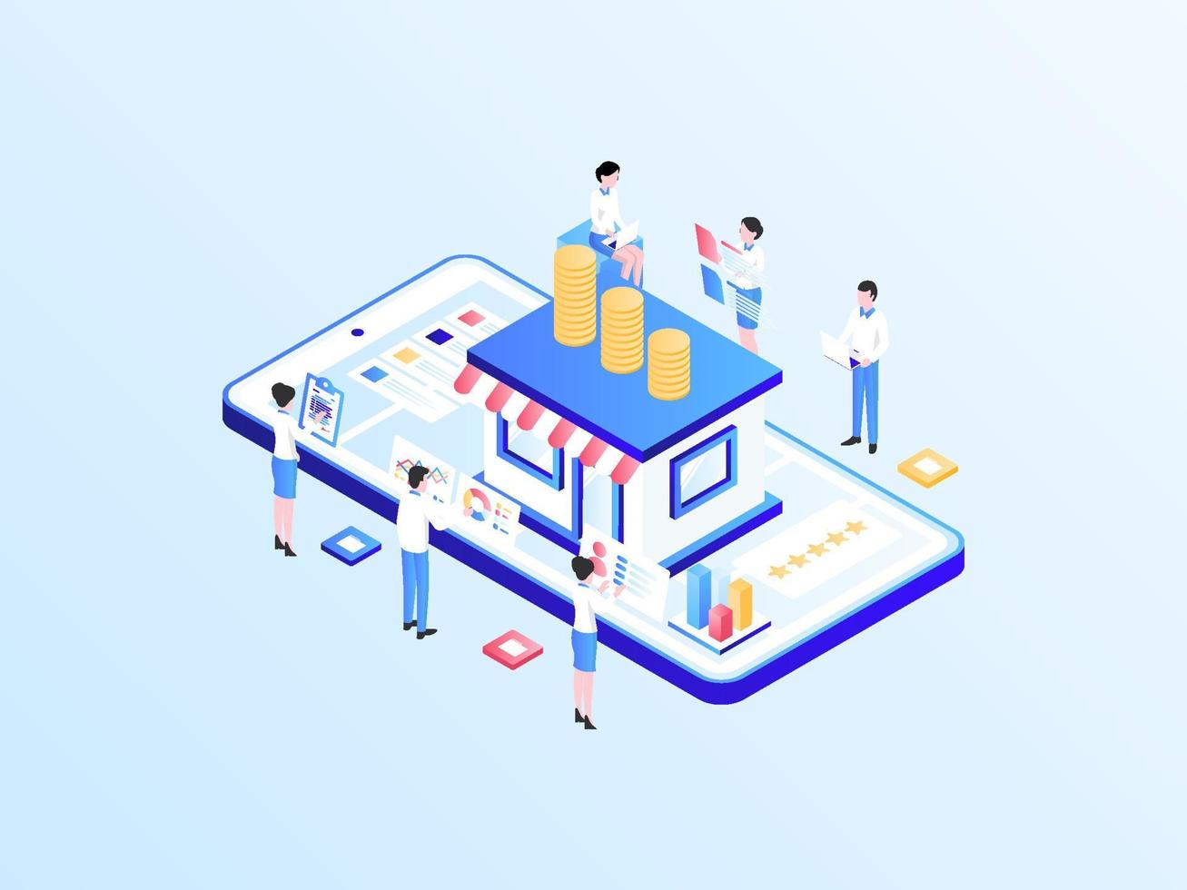 Business Funding Isometric Illustration Light Gradient. Suitable for Mobile App, Website, Banner, Diagrams, Infographics, and Other Graphic Assets. vector