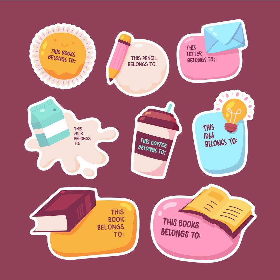 Stationery Sticker Label Collections vector