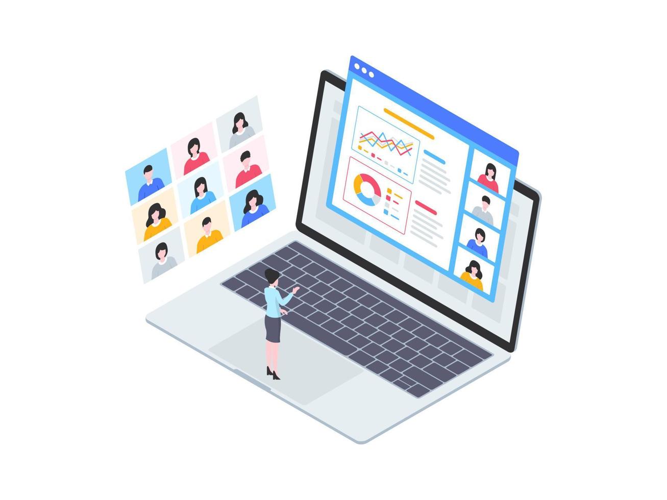Business Presentation Isometric Illustration. Suitable for Mobile App, Website, Banner, Diagrams, Infographics, and Other Graphic Assets. vector