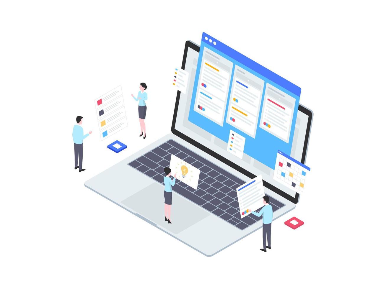 Business Workflow Isometric Illustration. Suitable for Mobile App, Website, Banner, Diagrams, Infographics, and Other Graphic Assets. vector