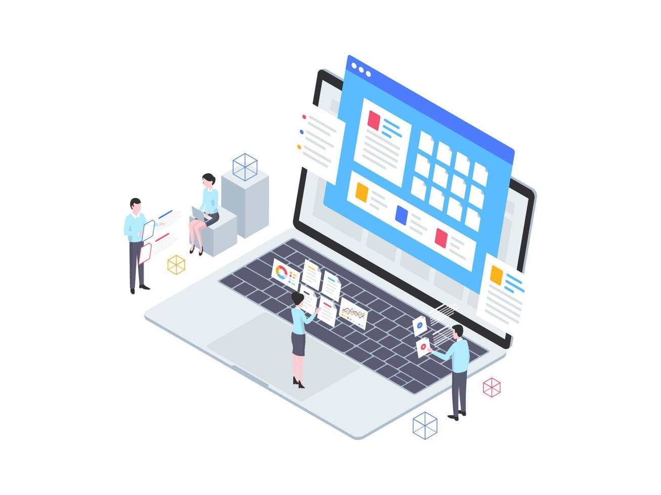 Business Documentation Isometric Illustration. Suitable for Mobile App, Website, Banner, Diagrams, Infographics, and Other Graphic Assets. vector