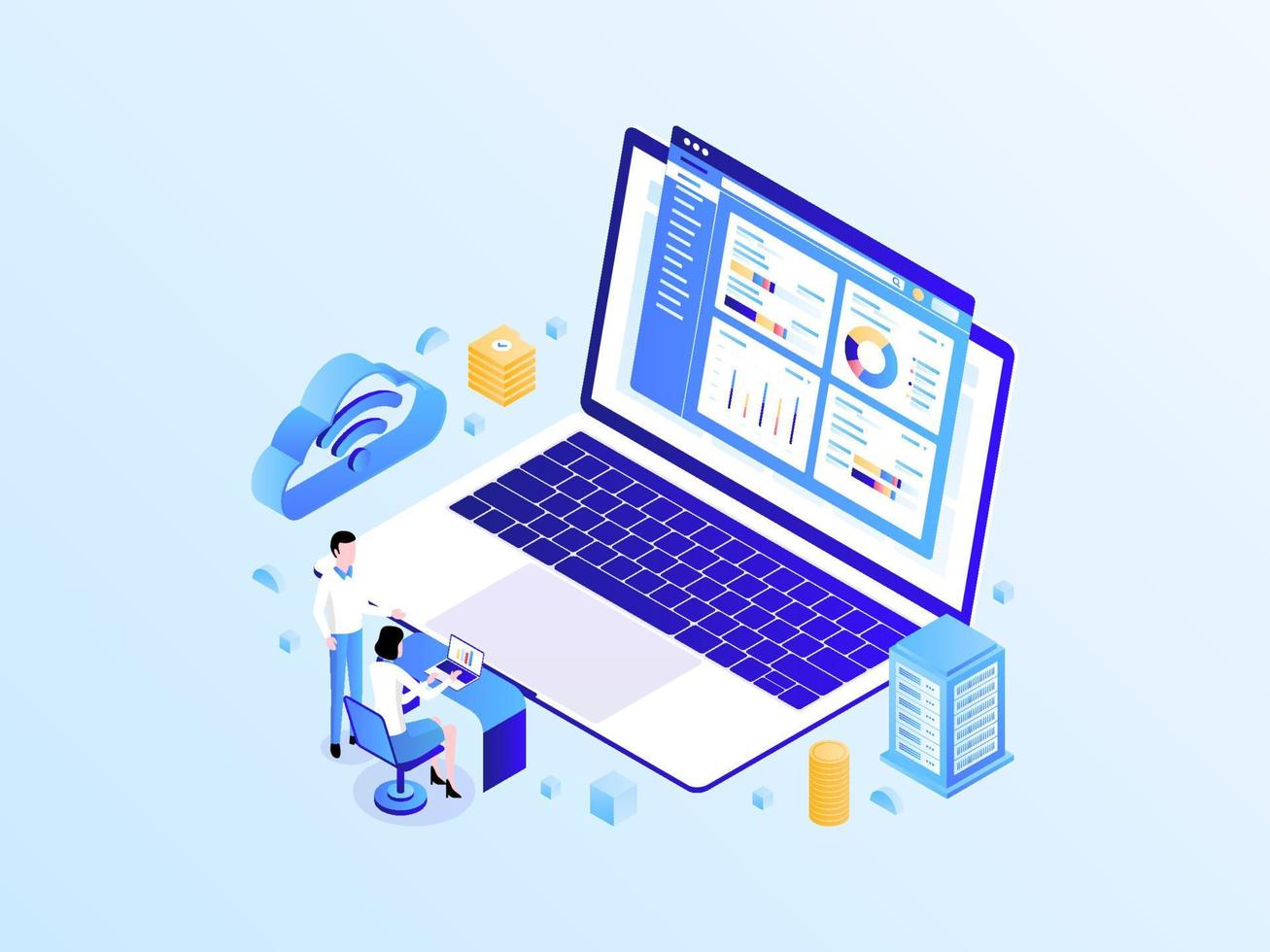 Online Tax Isometric Light Gradient Illustration. Suitable for Mobile App, Website, Banner, Diagrams, Infographics, and Other Graphic Assets. vector