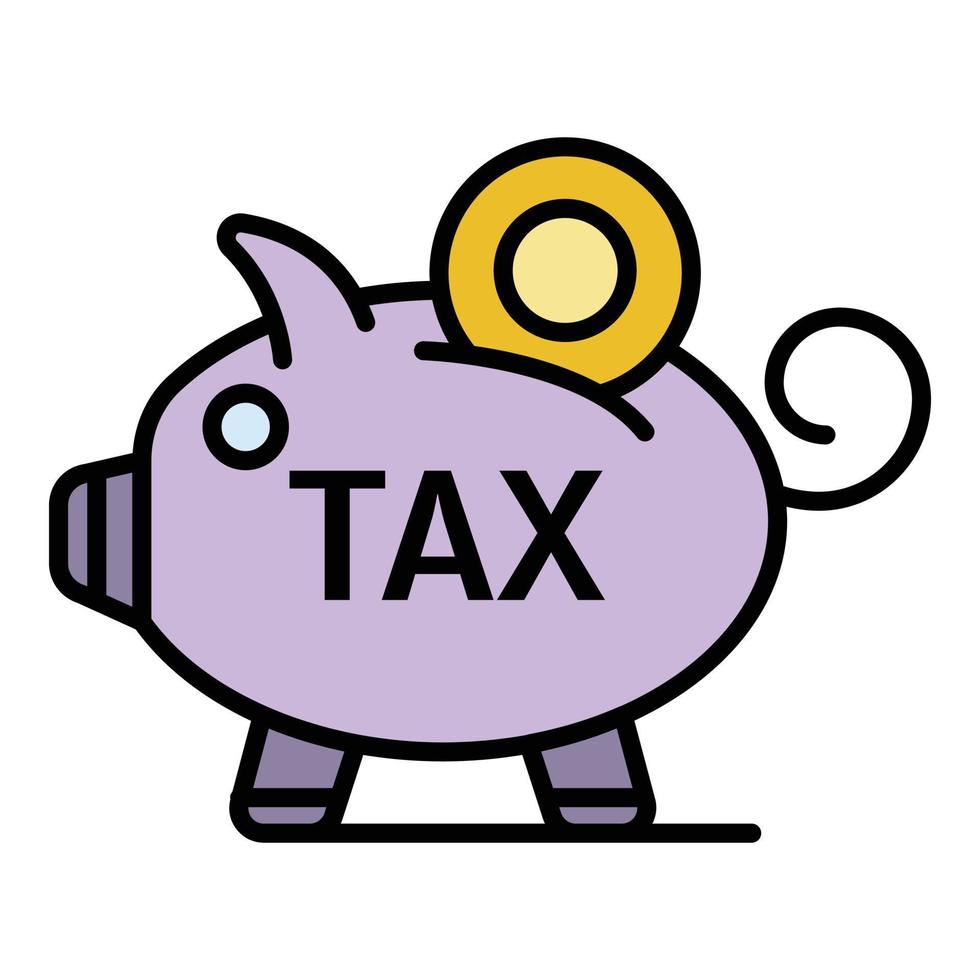 Piggy bank tax icon color outline vector