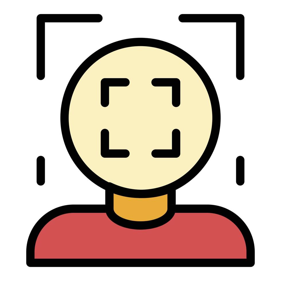 Face recognition frame icon color outline vector