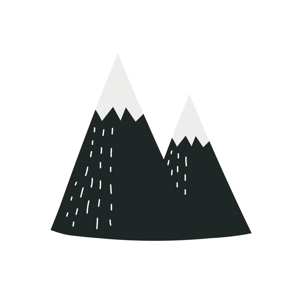 Hand drawn black mountain. Scandinavian style cute drawing design element for prints, cards, home decor. Simple icon vector