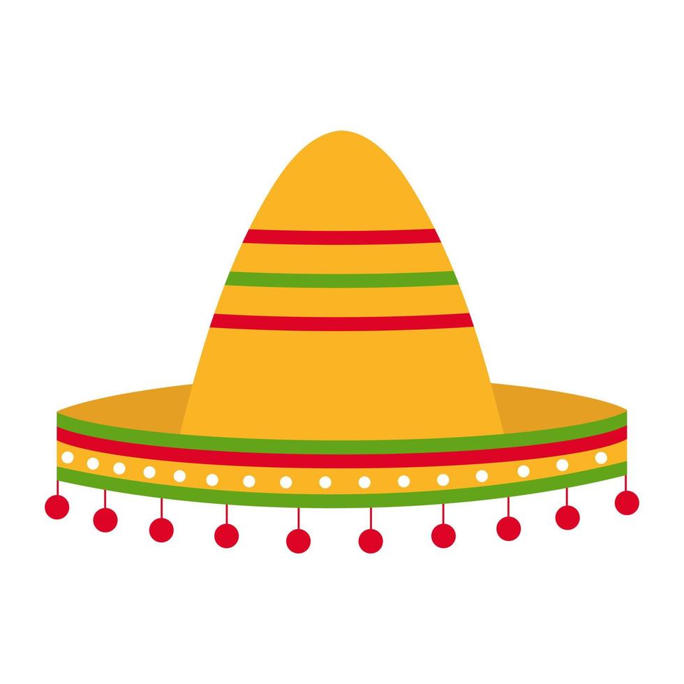 Ilustración de vector de sombrero sombrero mexicano sobre un fondo blanco. sombrero tradicional mexicano.
