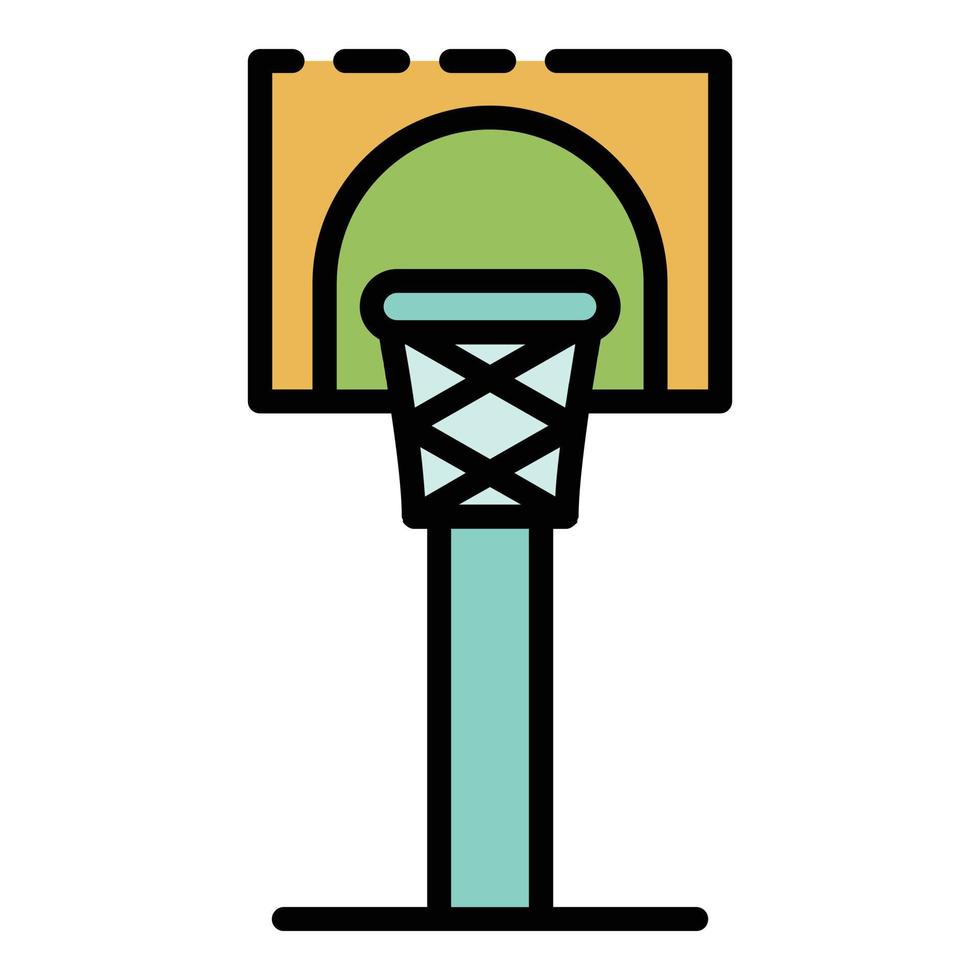 vector de contorno de color de icono de torre de baloncesto en casa