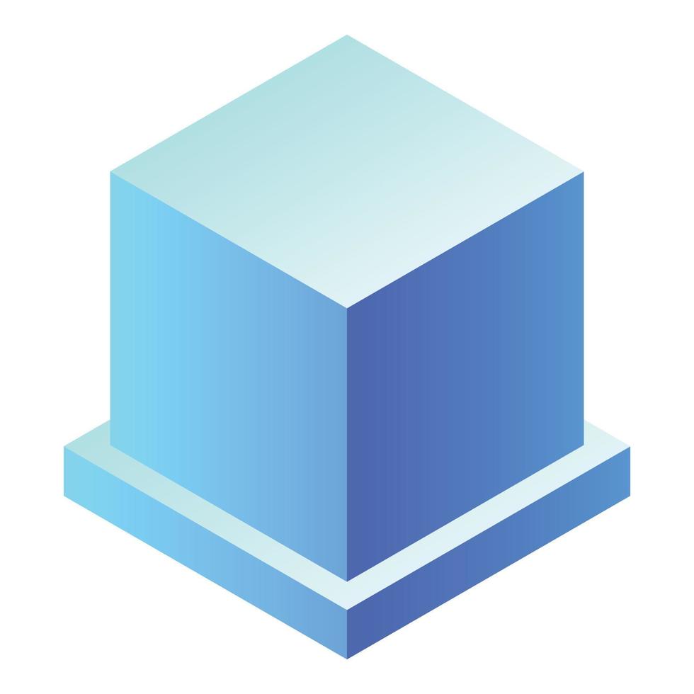 Blue cube icon, isometric style vector