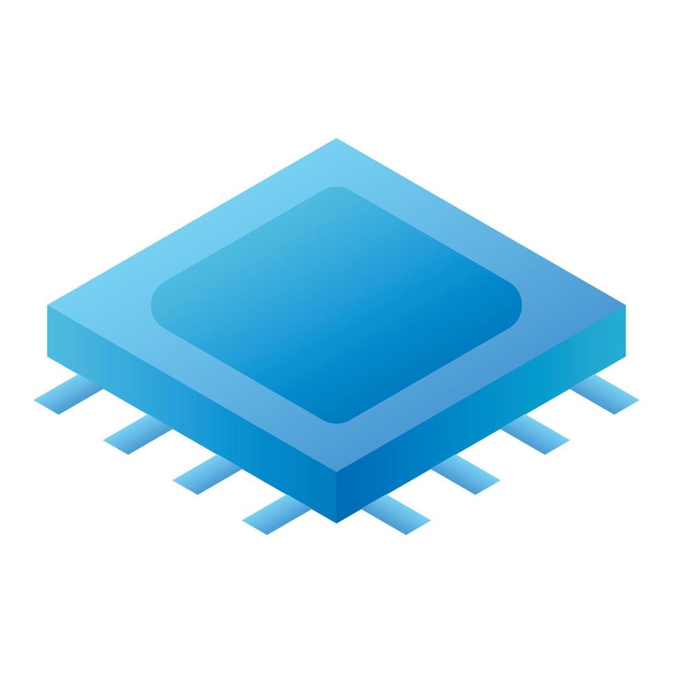 Processor chip icon, isometric style vector
