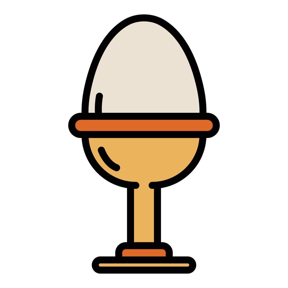 Solid boiled egg on stand icon color outline vector