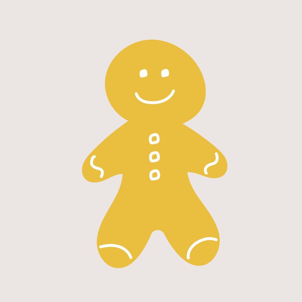 Vector illustration. Hand drawn doodle of Christmas cookies Gingerbread man. New year biscuit ginger man.