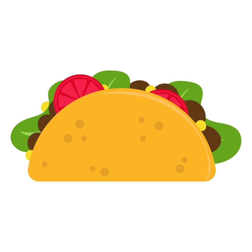 Tacos with meat and vegetable. Traditional mexican fast-food. Taco Mexico food. Isolated white background. vector