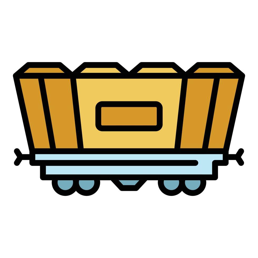 vector de contorno de color de icono de vagón de ferrocarril de carga