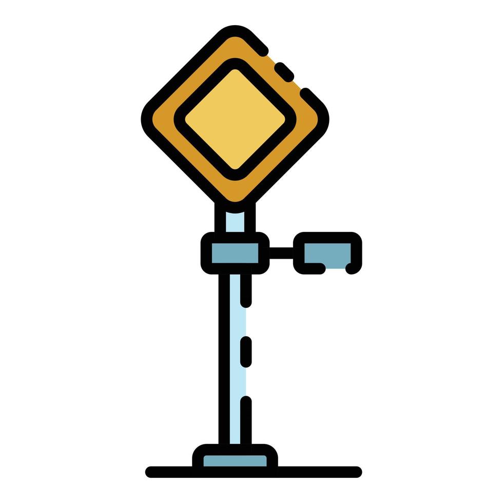 Railway sign icon color outline vector