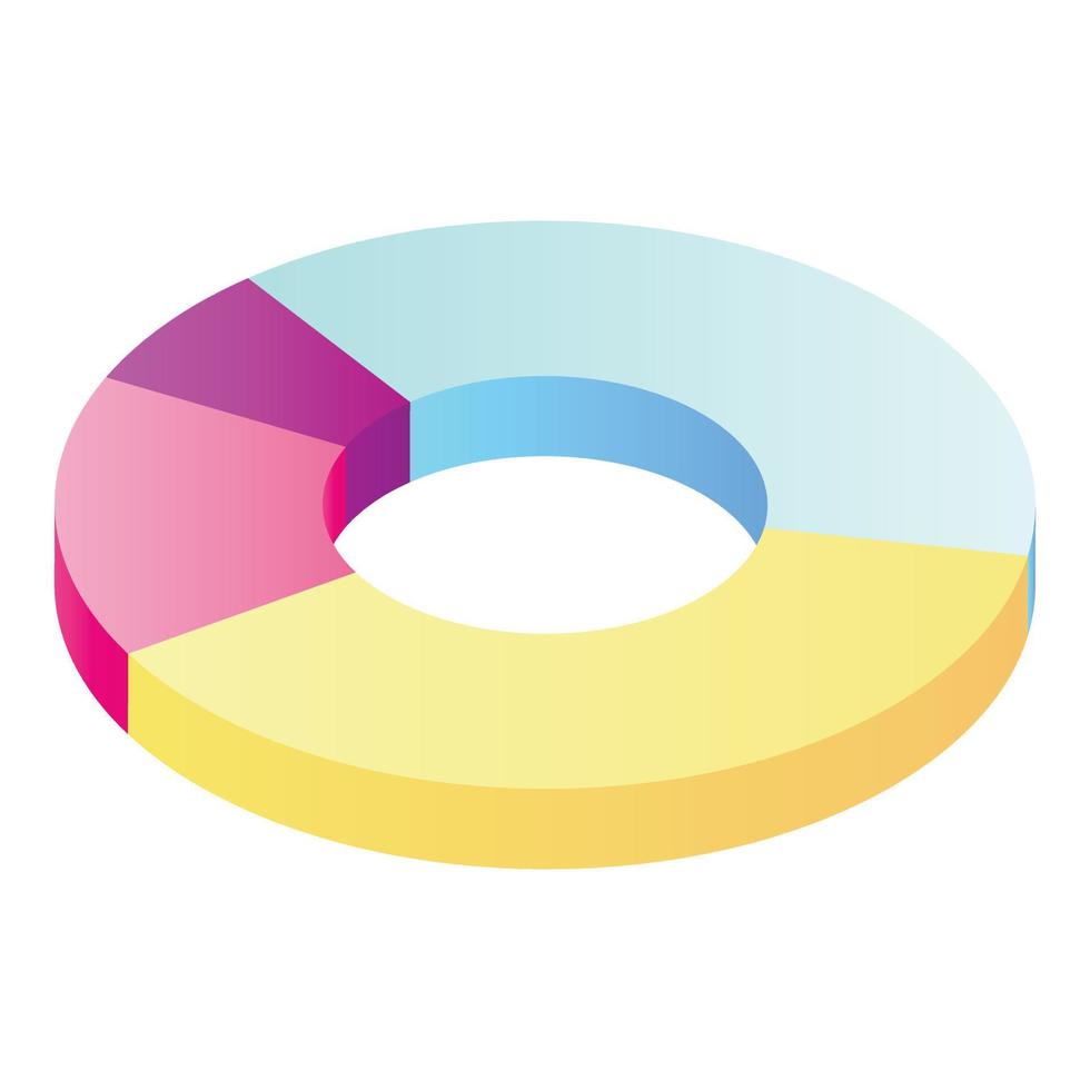 Pie chart icon, isometric style vector