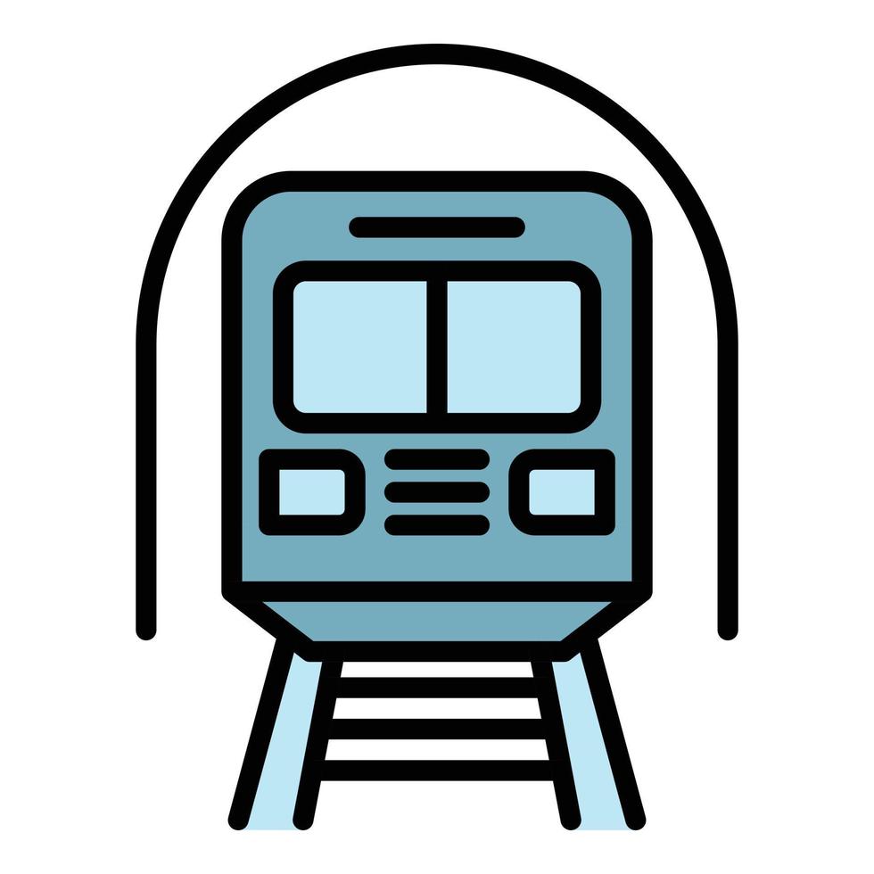 Subway train icon color outline vector