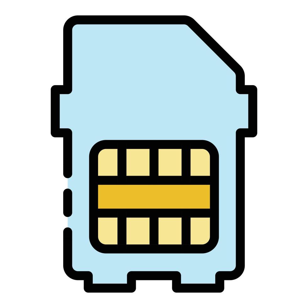 Modern sim card icon color outline vector