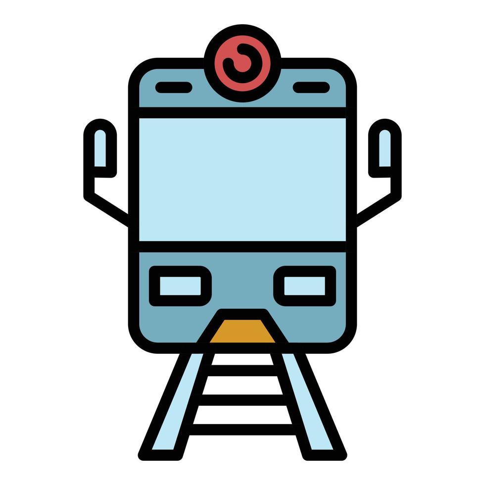Arriving train front view icon color outline vector