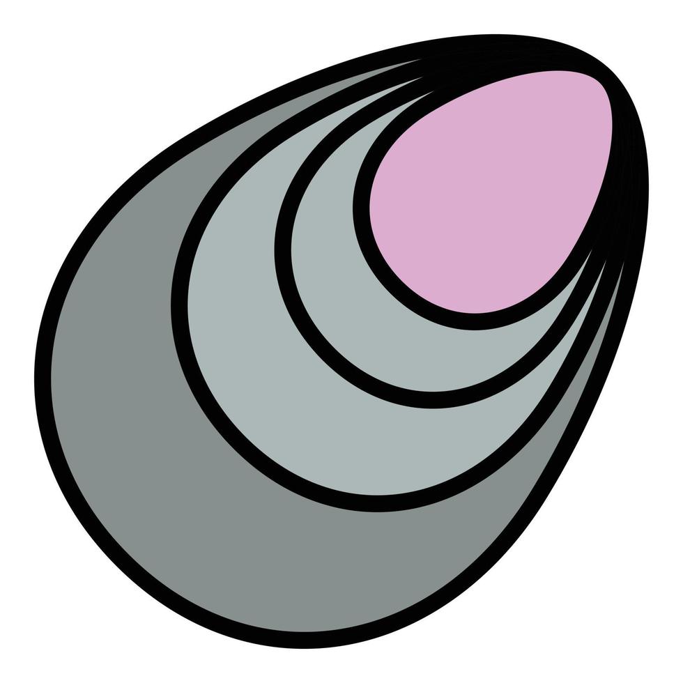 vector de contorno de color de icono de mejillones de concha