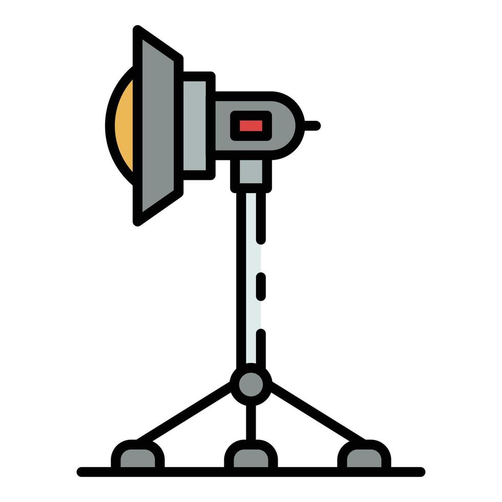 luz de cine en vector de contorno de color de icono de trípode