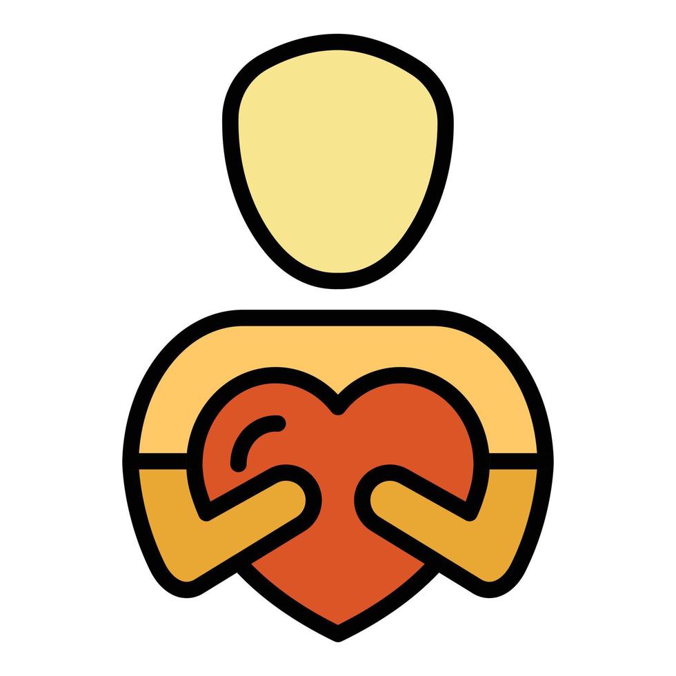 Man gives heart icon color outline vector