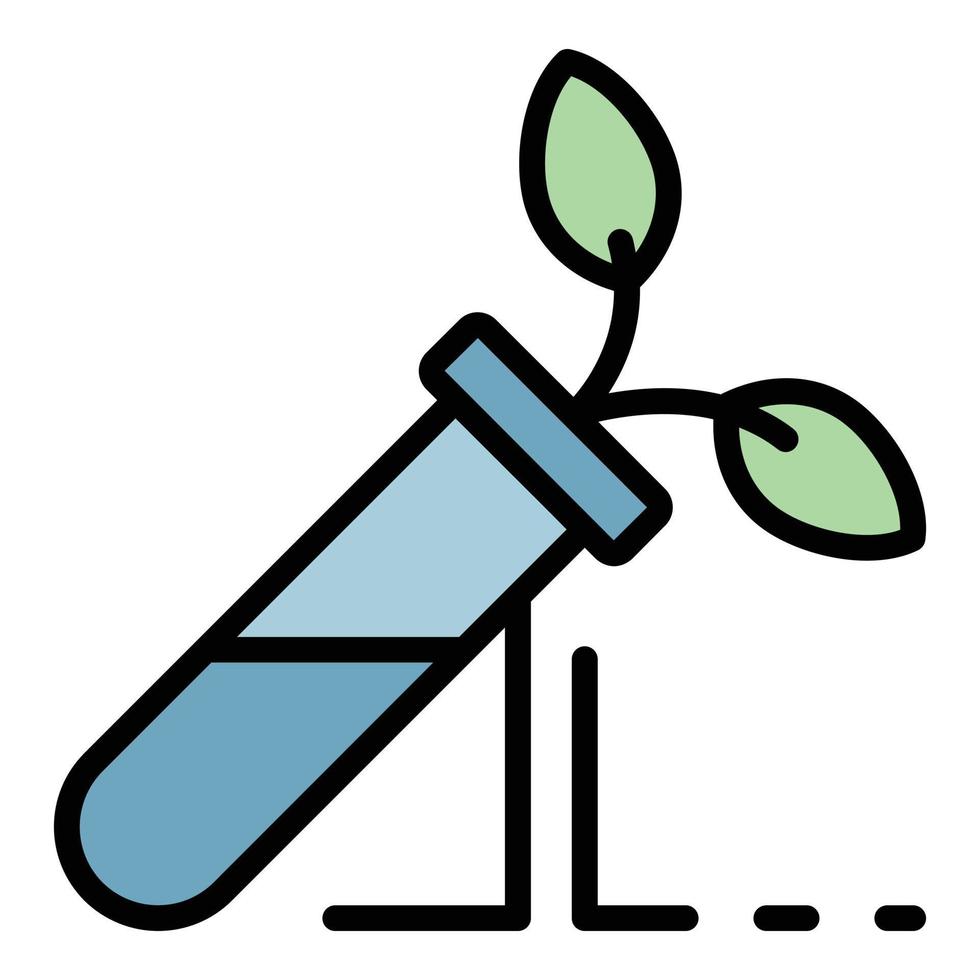 Plant in a test tube icon color outline vector