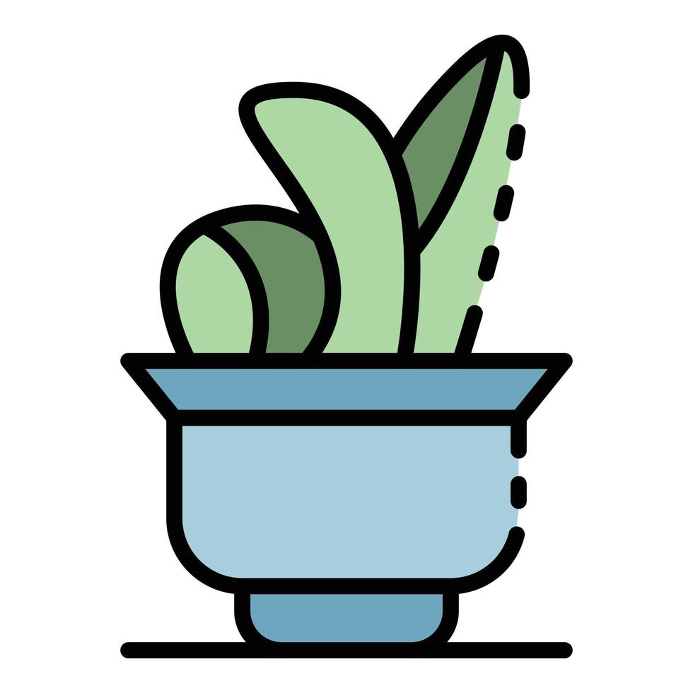 Botanical flower pot icon color outline vector